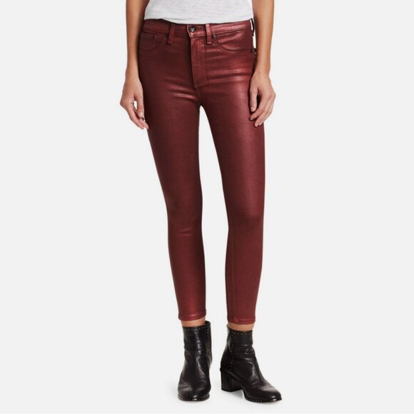 Rag & Bone / JEAN Skinny Metallic Coated Stretch Jeans - Picture 9 of 12